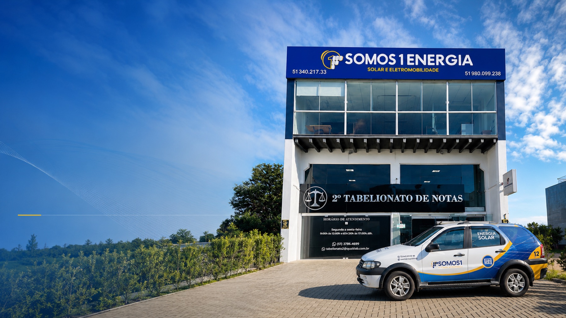 Sede da Somos1 Energia Solar — Solar e Eletromobilidade, no Rio Grande do Sul